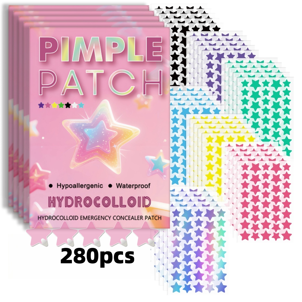 Skincare Gentle - 280 sztuk wielokolorowych plasterków na pryszcze